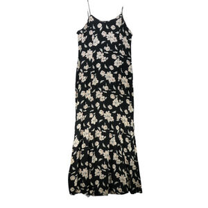 Asos Maxi Dress Women Size 10 Black Floral Spaghetti Straps Sundress Boho